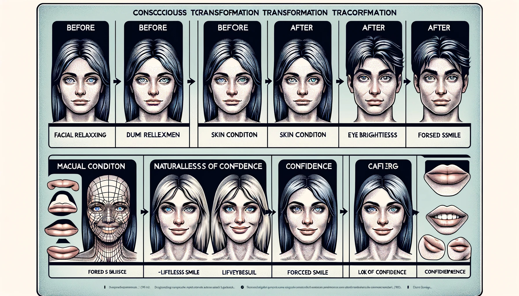 表：潜在意識の変容による顔の変化：ビフォーアフターの比較分析